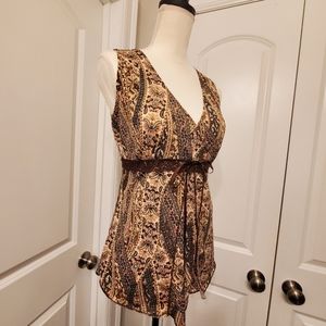 Elegant Paisley Blouse - Brown